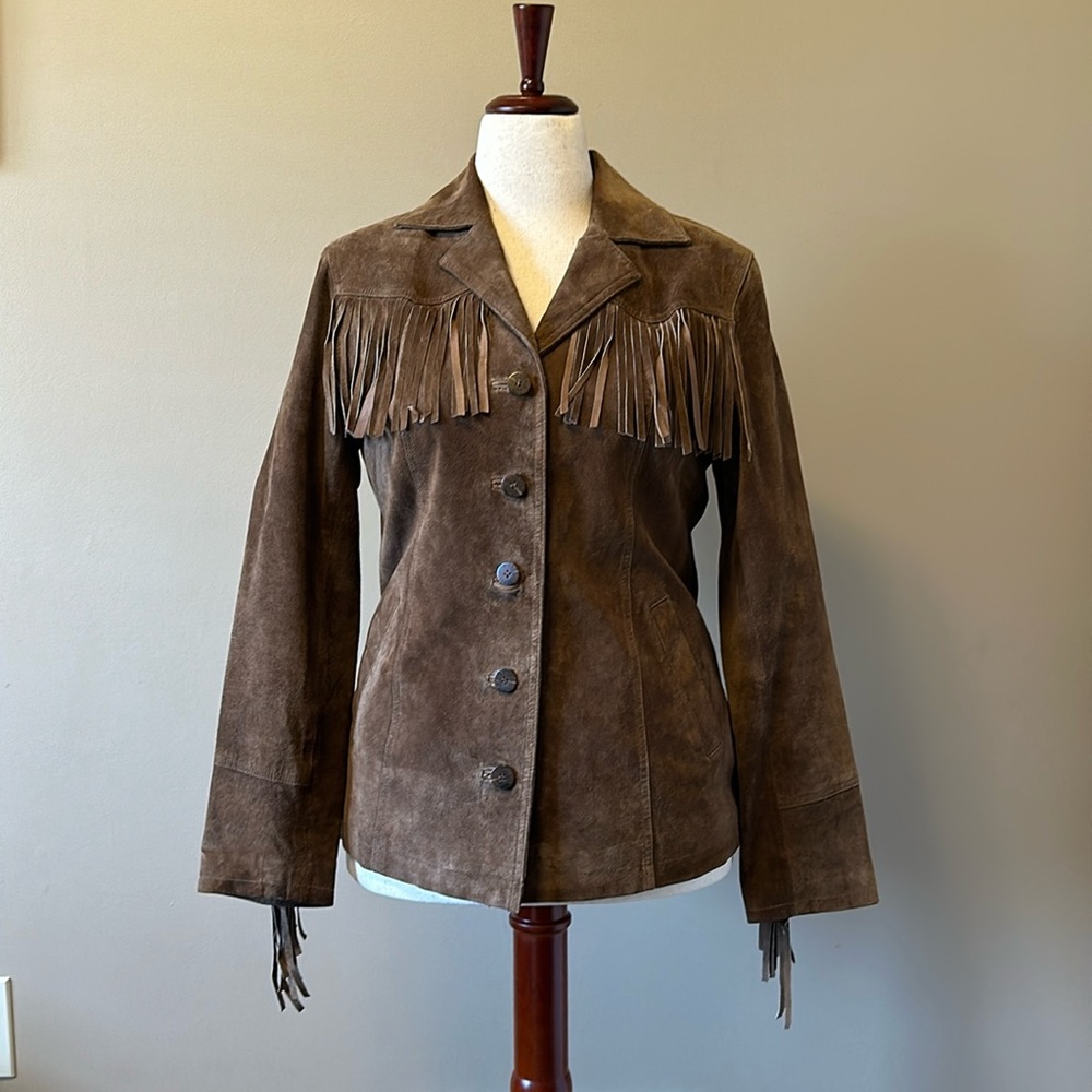Suede, leather fringe jacket new never worn